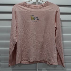 Life is good “lean on me” long sleeve pink shirt!